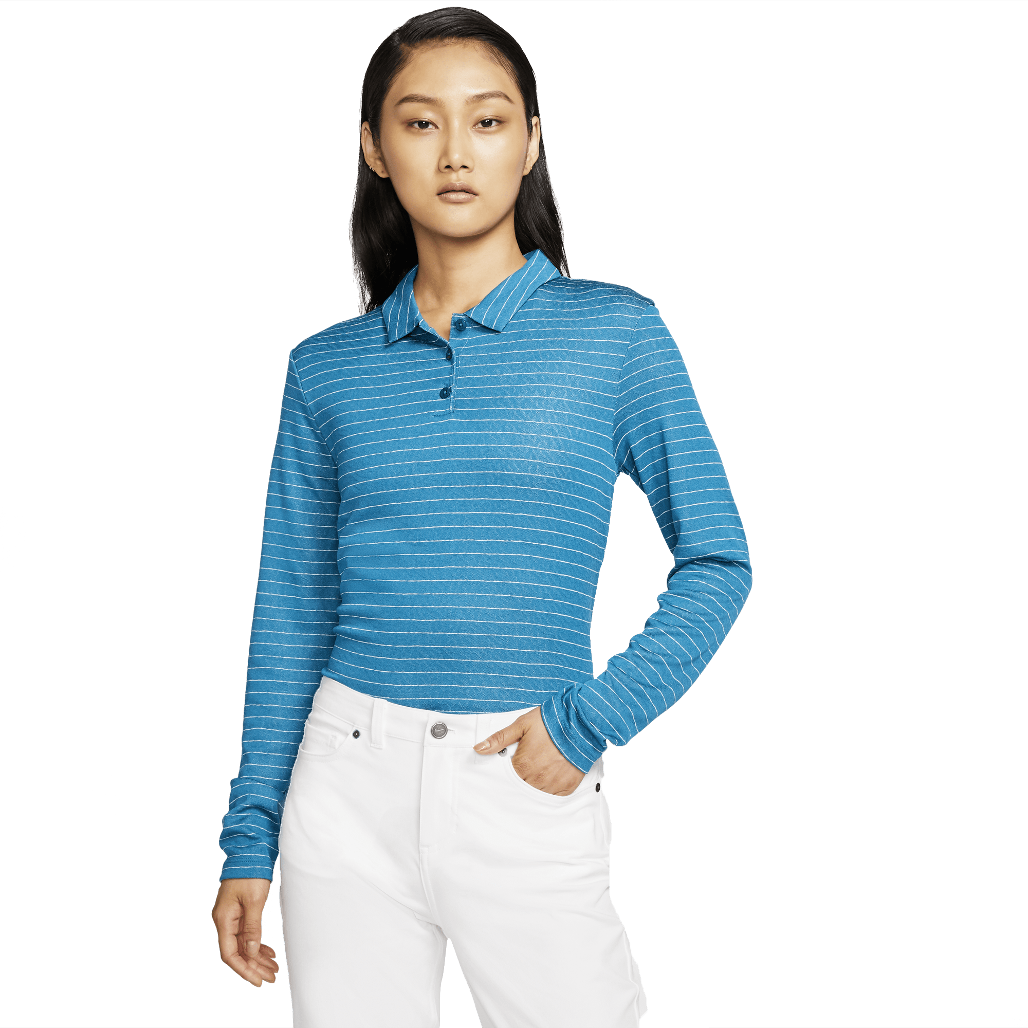 women's long sleeve striped polo shirts