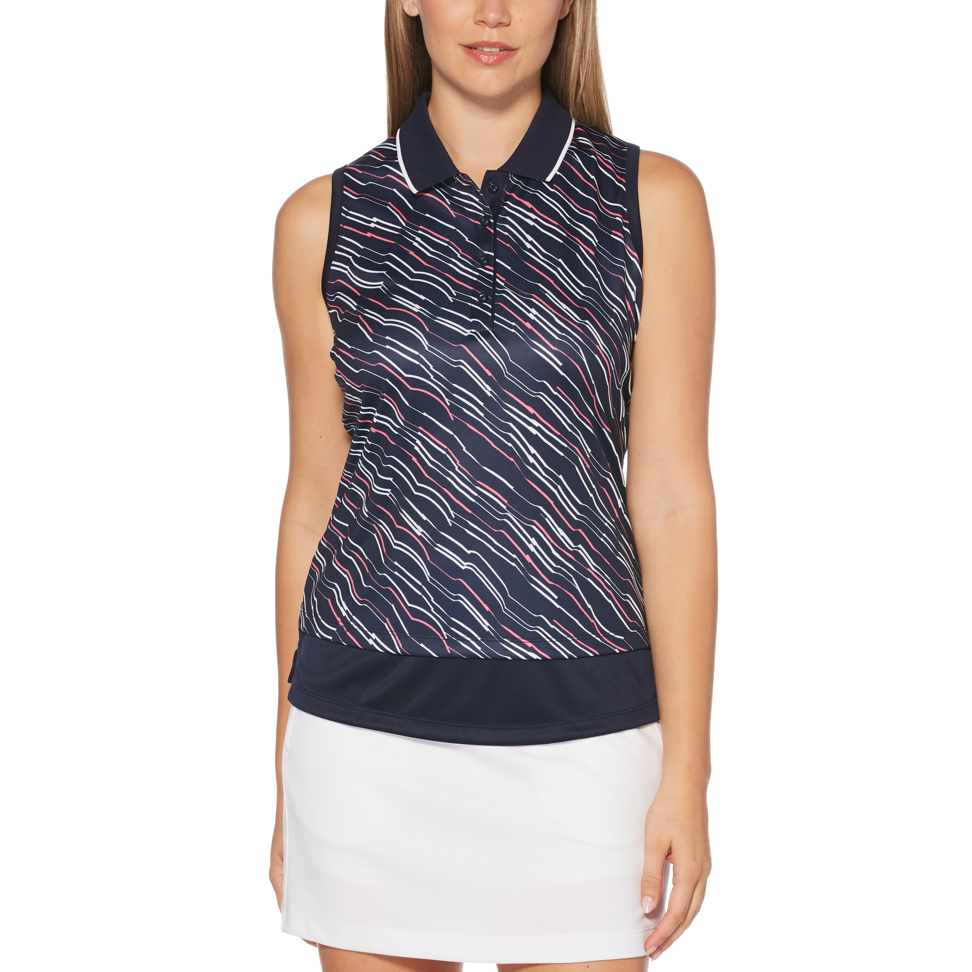 PGA TOUR Womens Sleeveless Front Print Polo Shirt