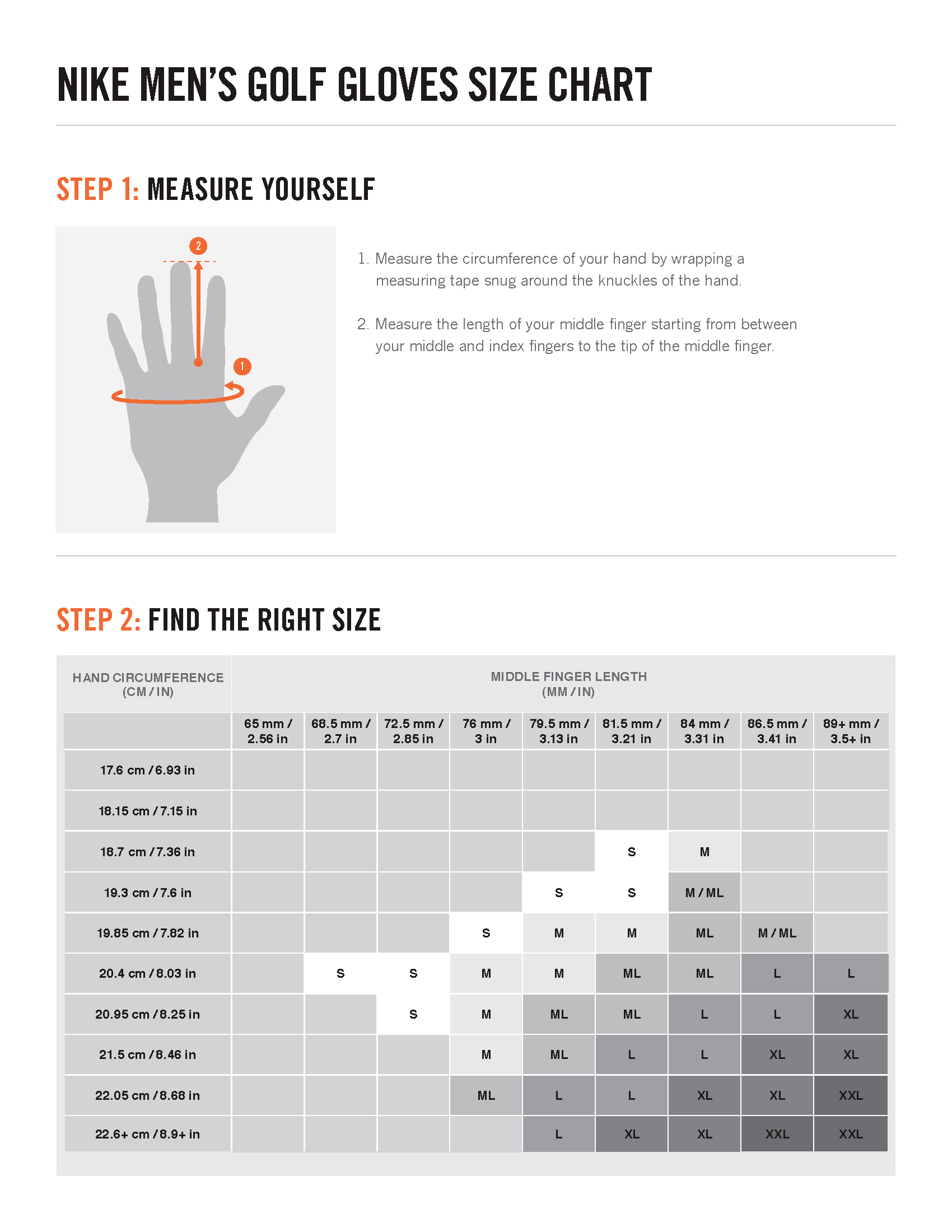 nike goalkeeper glove size chart