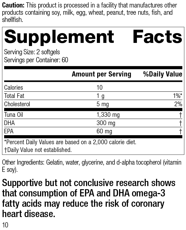 Tuna Omega-3 Oil Supplement Facts