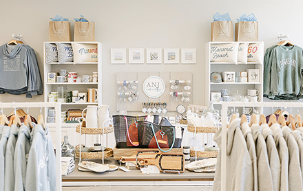 Home decor, clothing, and accessories on display in Locally, Yours.