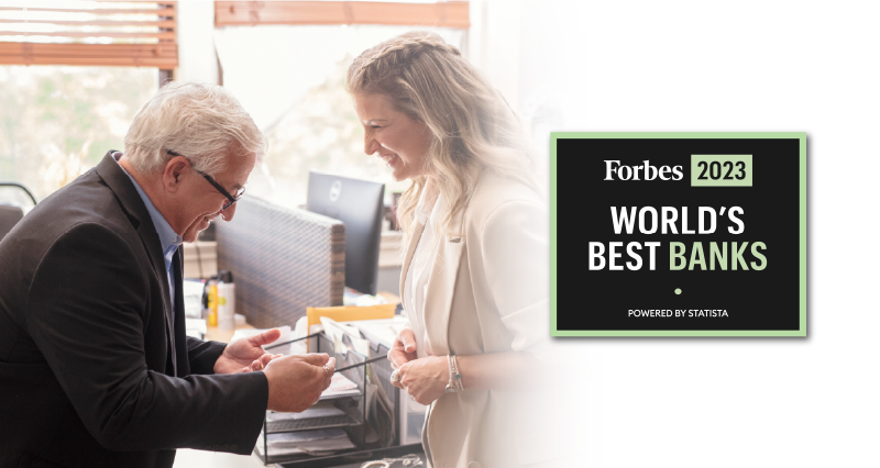 Forbes 2023 World's Best bank award banner