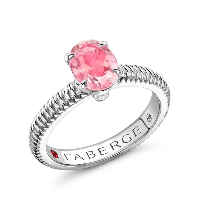 Colours of Love Sterling Silver Pink Tourmaline Fluted Ring | Fabergé