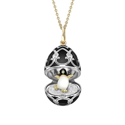 MYD Jewelry Enamel Hollow Design Easter Egg Faberge Egg Pendant Necklace