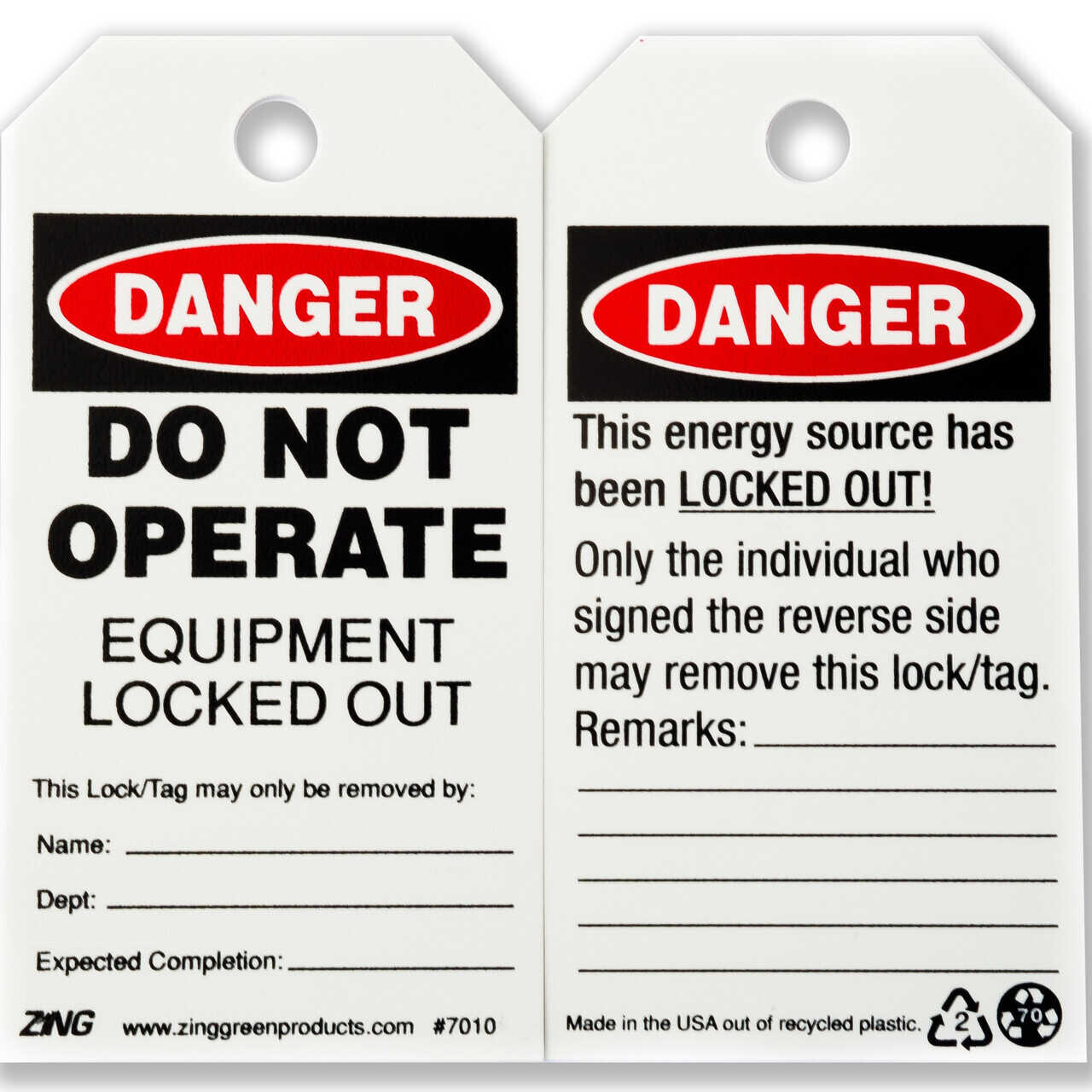 Pack of 10 Lockout Tagout Tags 'Do Not Operate Maintenance' 