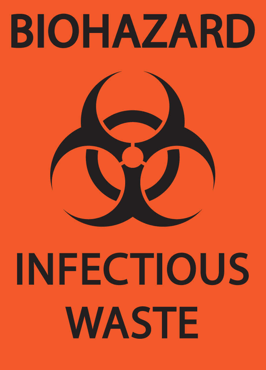 Warning Biohazard Infectious Waste sticker 3 pack 100mm water/fade proof vinyl 