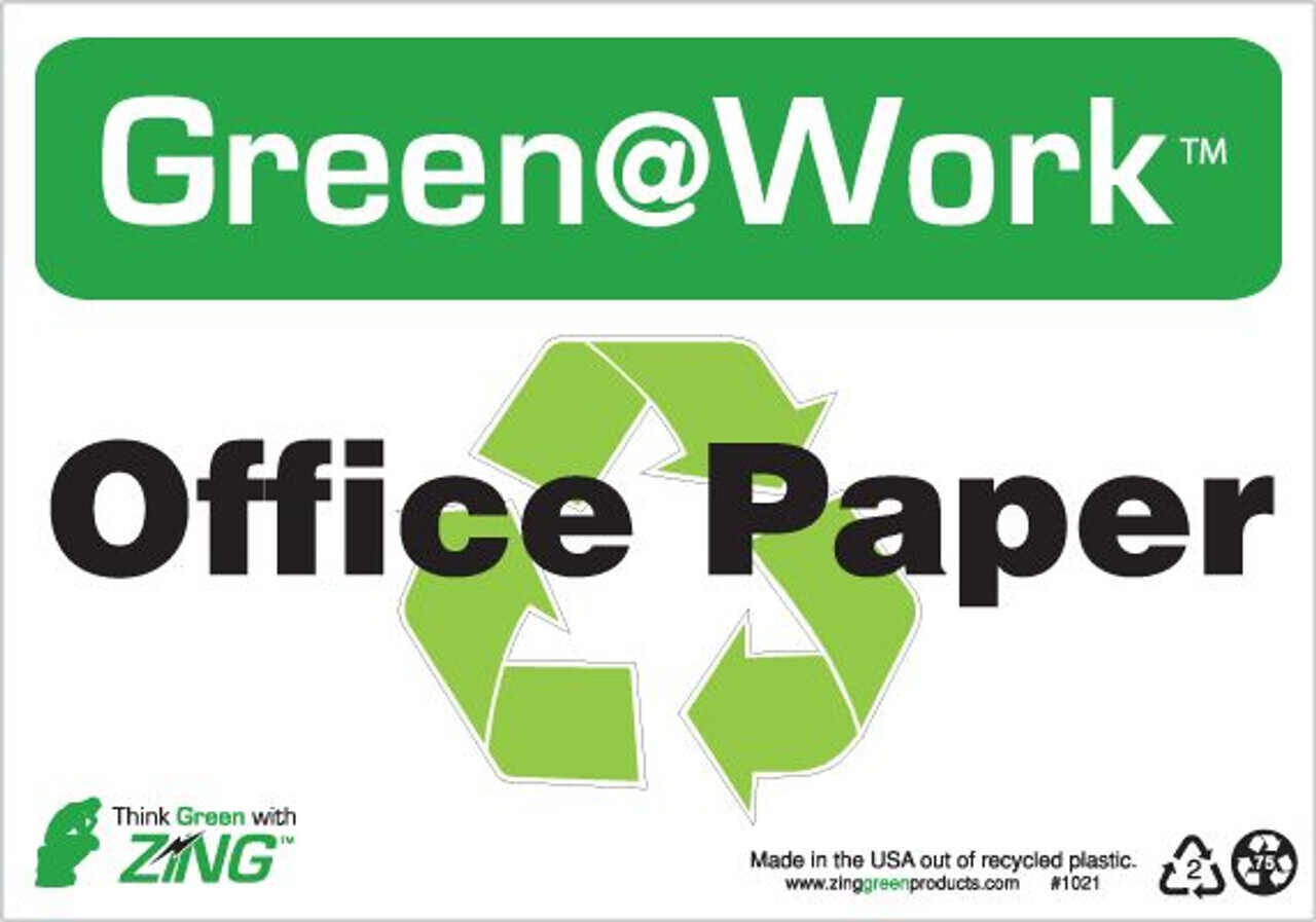 Office Paper Recycling Sign - Green @ Work Signs