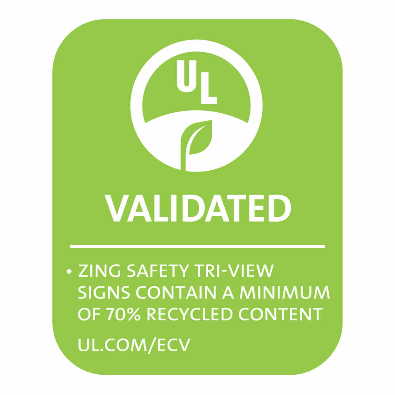 Recycled Plastic ZING 2606 Eco Safety V Sign Radiation Hazard 7Hx12Wx5D 