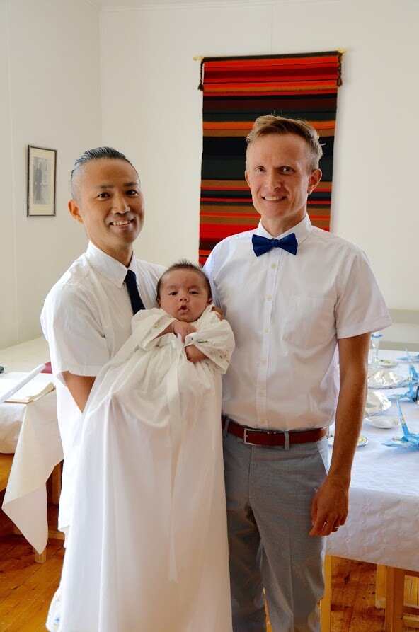 welcoming of baby boy same-sex parents