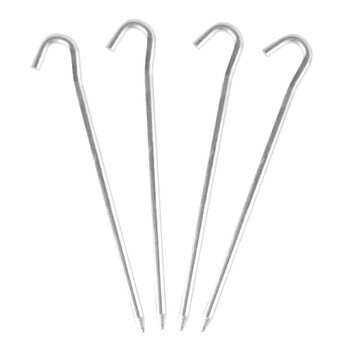 Lot of 4 Stansport 10" Steel Nail Tent Stakes T Stopper Plastic Stop Shield NEW 