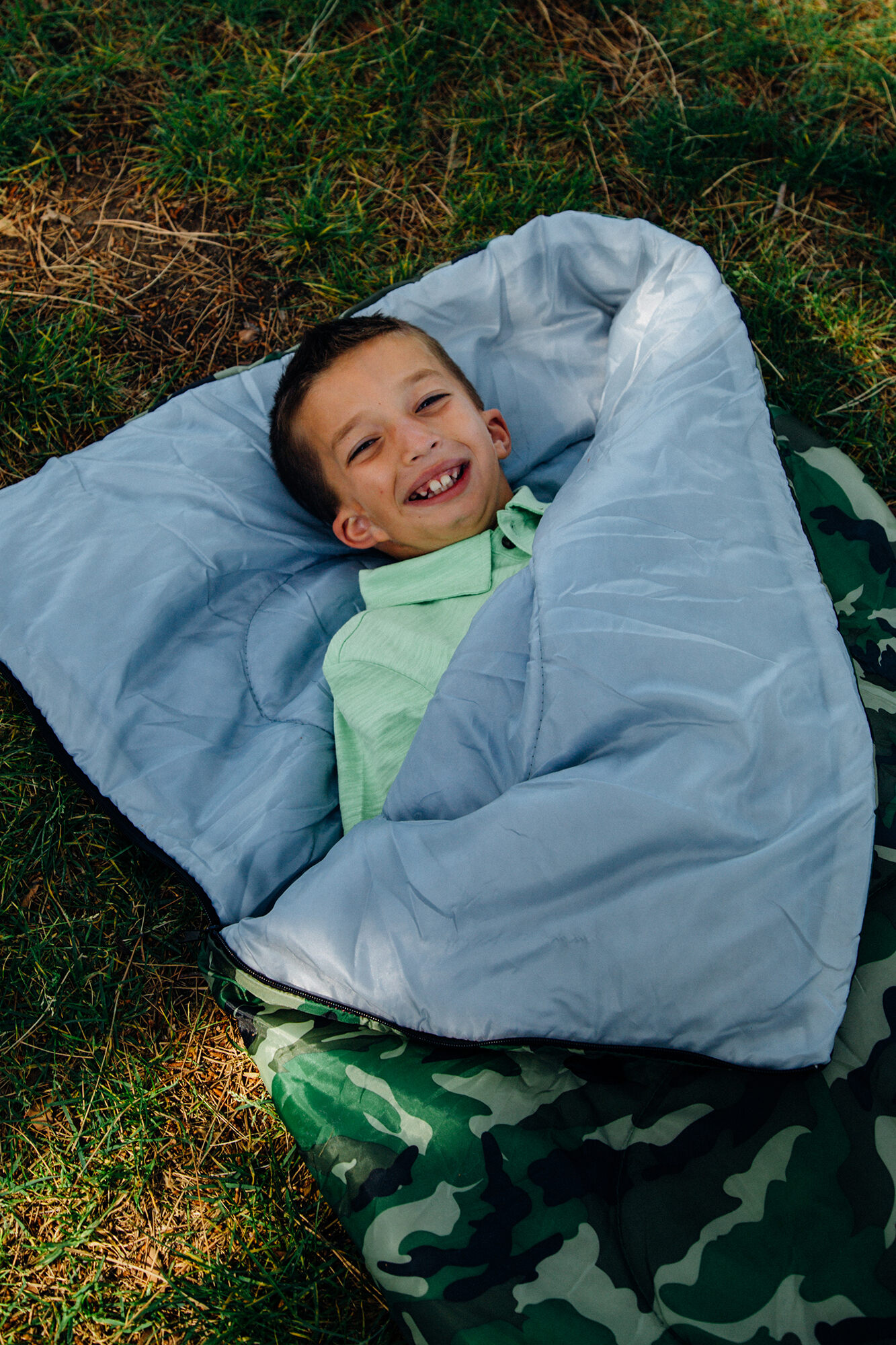 Green Camo Tent, Chair, & Sleeping Bag Set - Pacific Play Tents
