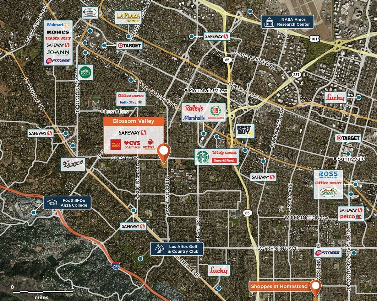 Blossom Valley Trade Area Map for Mountain View, CA 94040