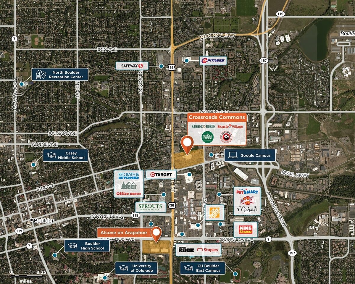 Crossroads Commons Trade Area Map for Boulder, CO 80301