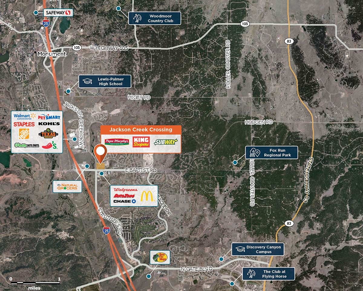 Jackson Creek Crossing Trade Area Map for Colorado Springs, CO 80921