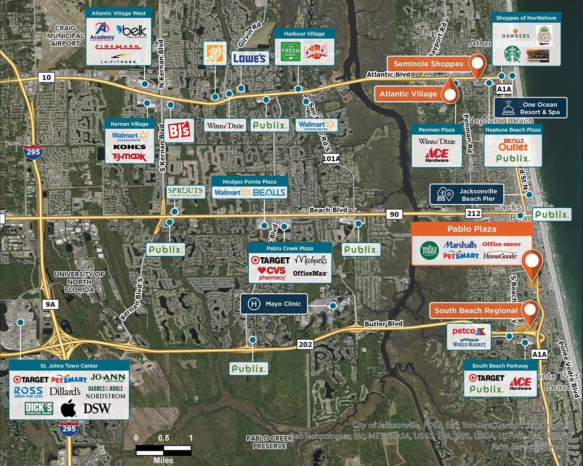 Pablo Plaza Trade Area Map for Jacksonville Beach, FL 32250