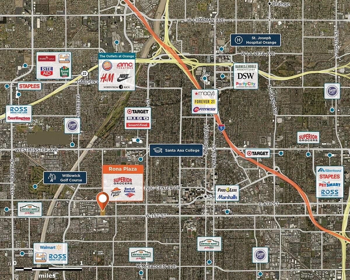 Rona Plaza Trade Area Map for Santa Ana, CA 92703