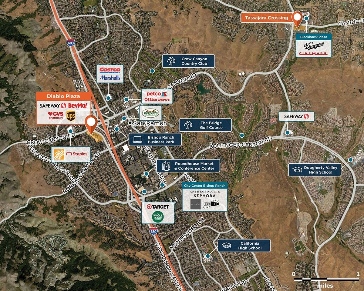Diablo Plaza Trade Area Map for San Ramon, CA 94583
