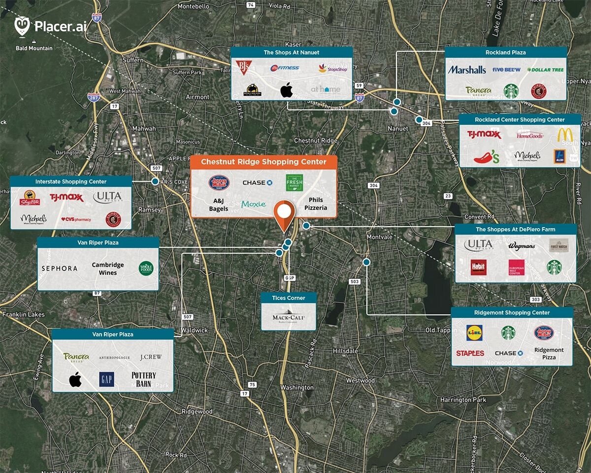 Chestnut Ridge Shopping Center Trade Area Map for Montvale, NJ 07645