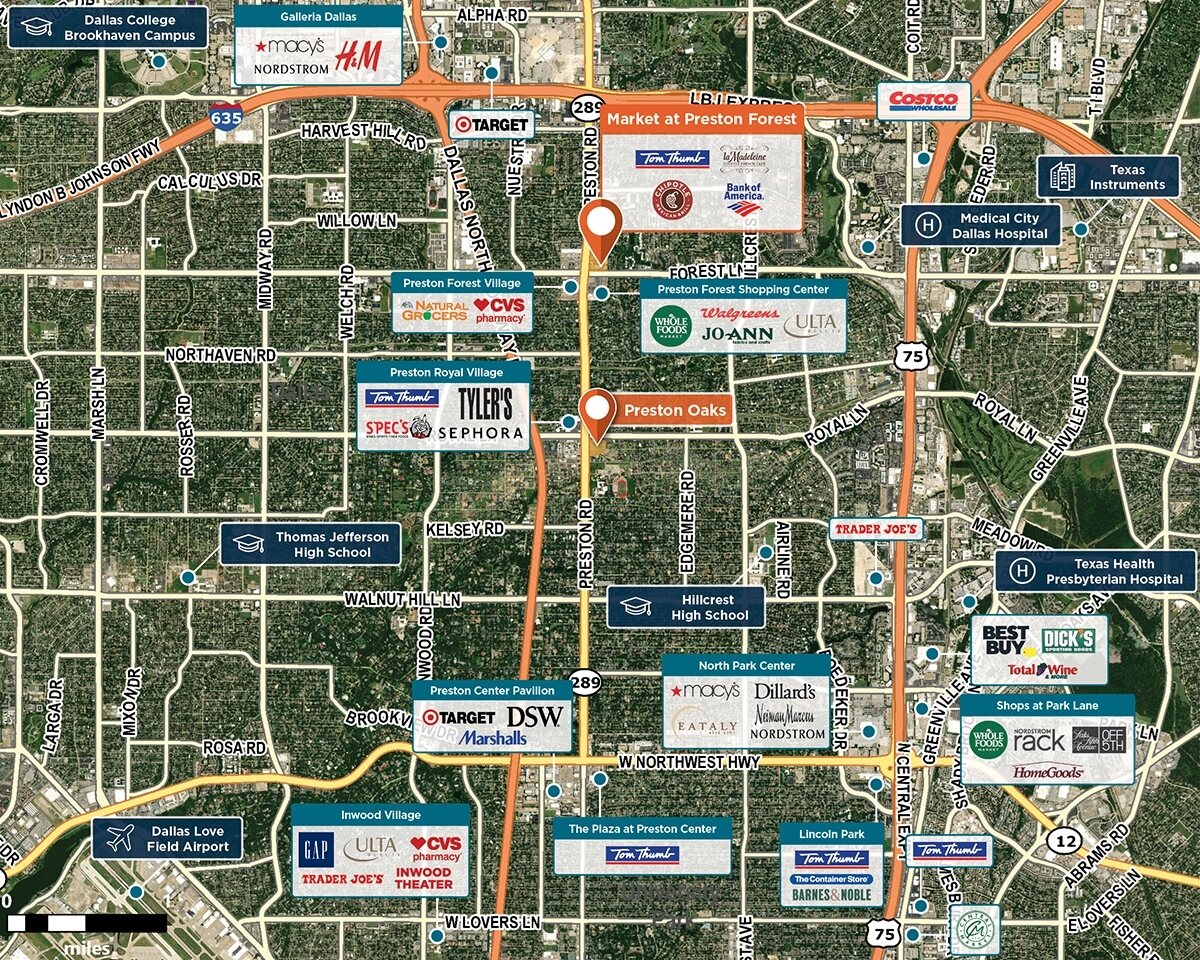 Market at Preston Forest Trade Area Map for Dallas, TX 75230