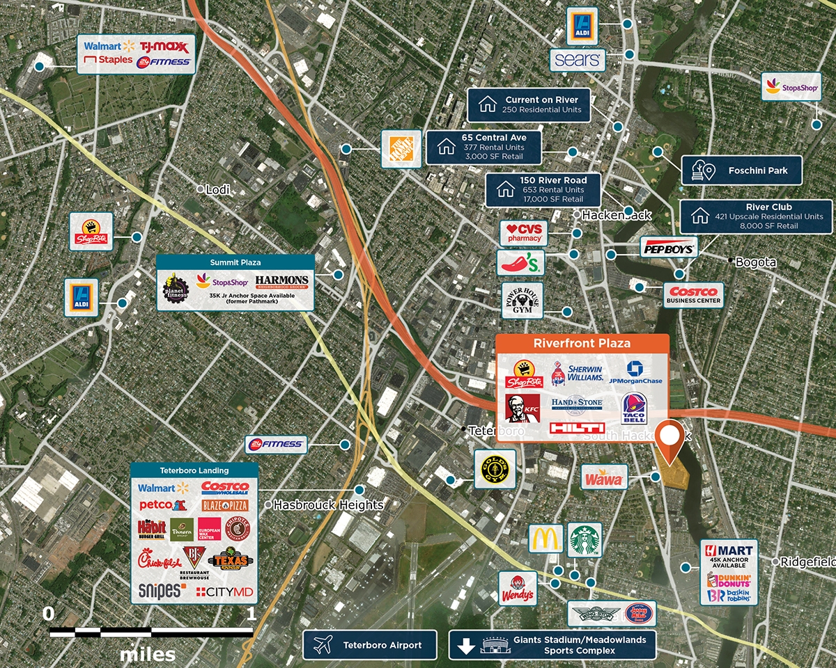 Riverfront Plaza Trade Area Map for Hackensack, NJ 07601