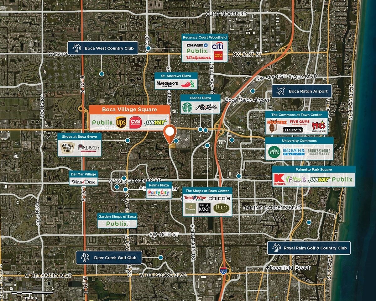 Boca Village Square Trade Area Map for Boca Raton, FL 33433