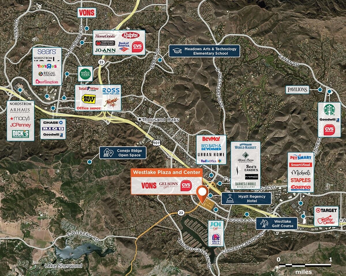 Westlake Plaza and Center Trade Area Map for Westlake Village, CA 91361