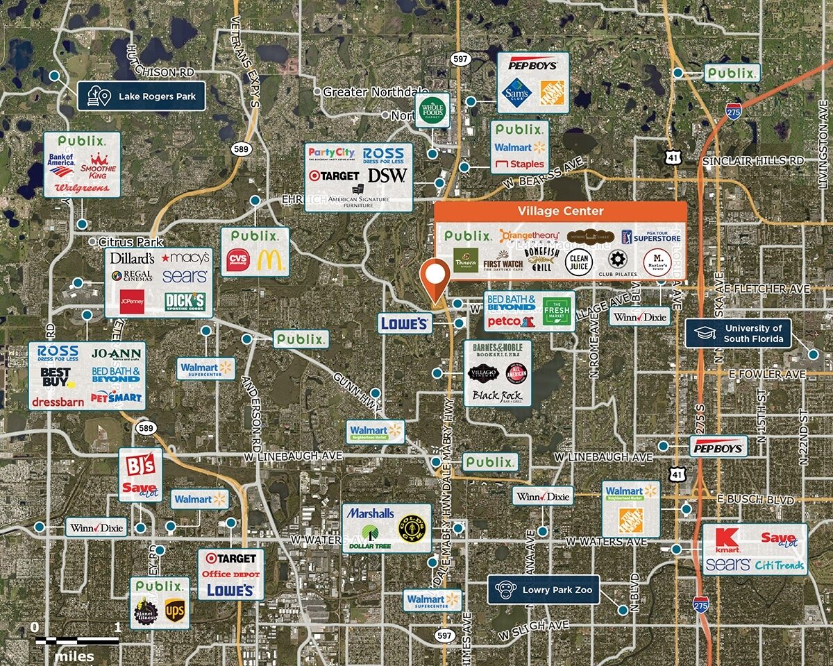 Village Center Trade Area Map for Tampa, FL 33618
