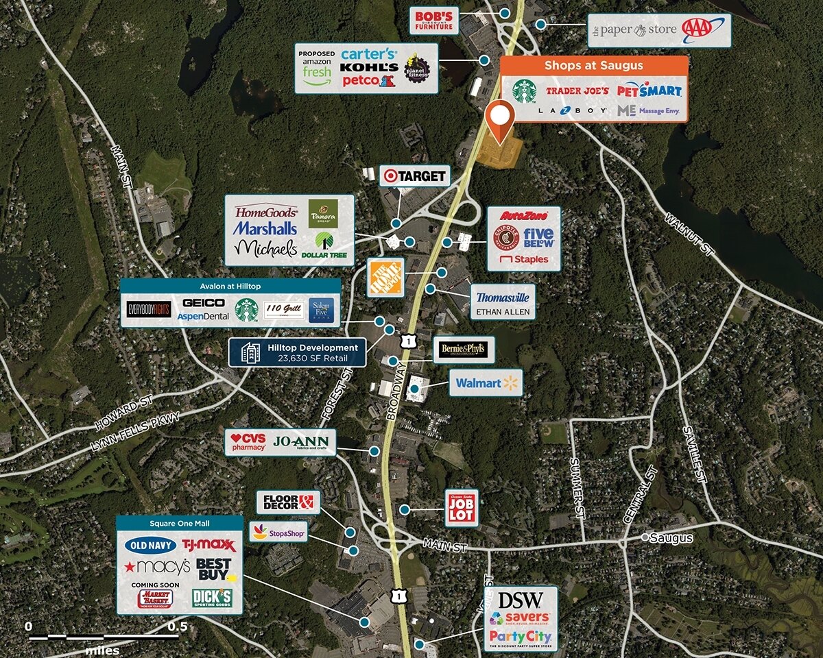 Shops at Saugus Trade Area Map for Saugus, MA 01906