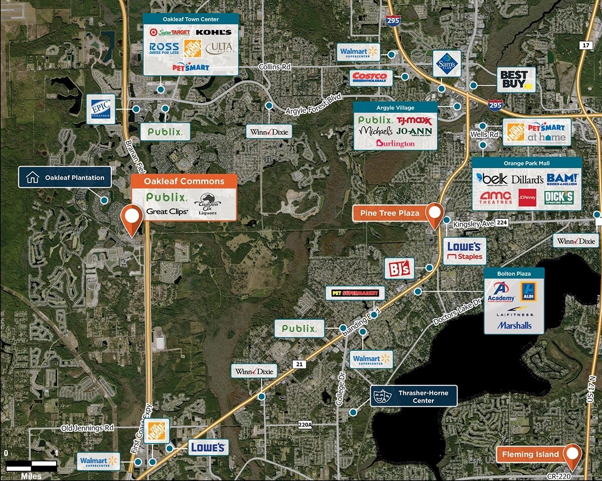 Oakleaf Commons Trade Area Map for Orange Park, FL 32065