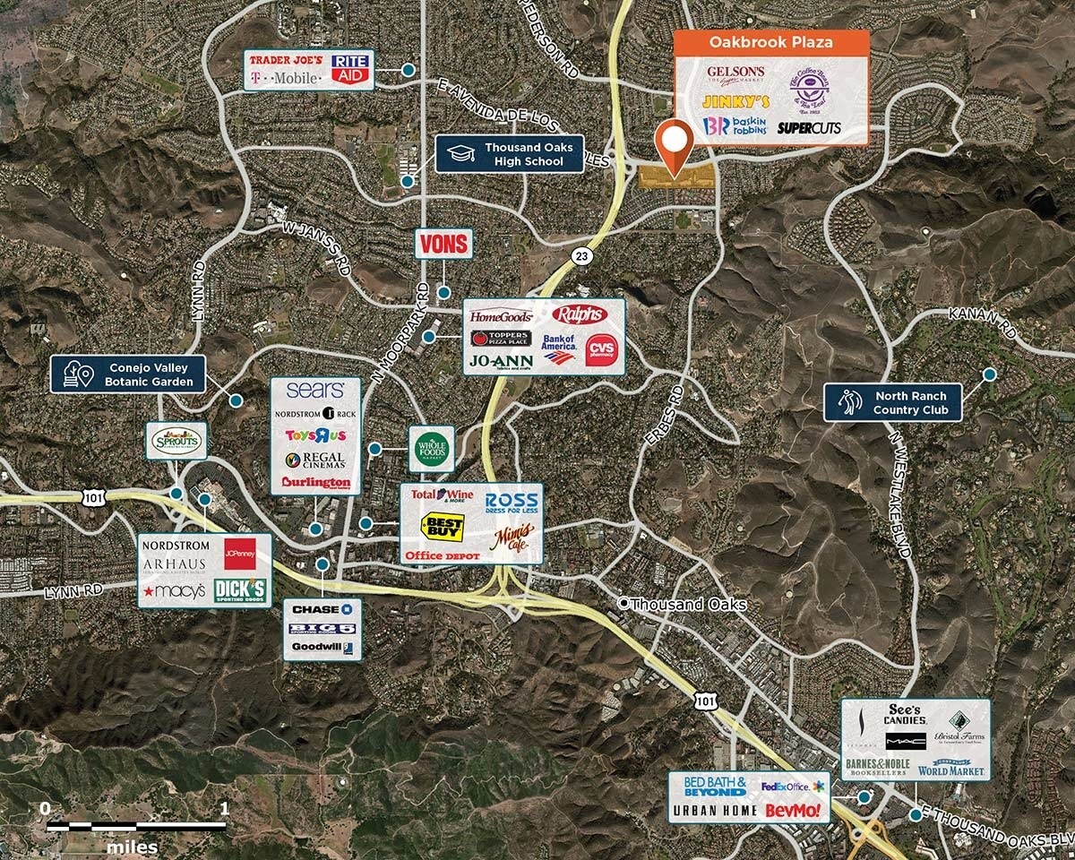 Oakbrook Plaza Trade Area Map for Thousand Oaks, CA 91362