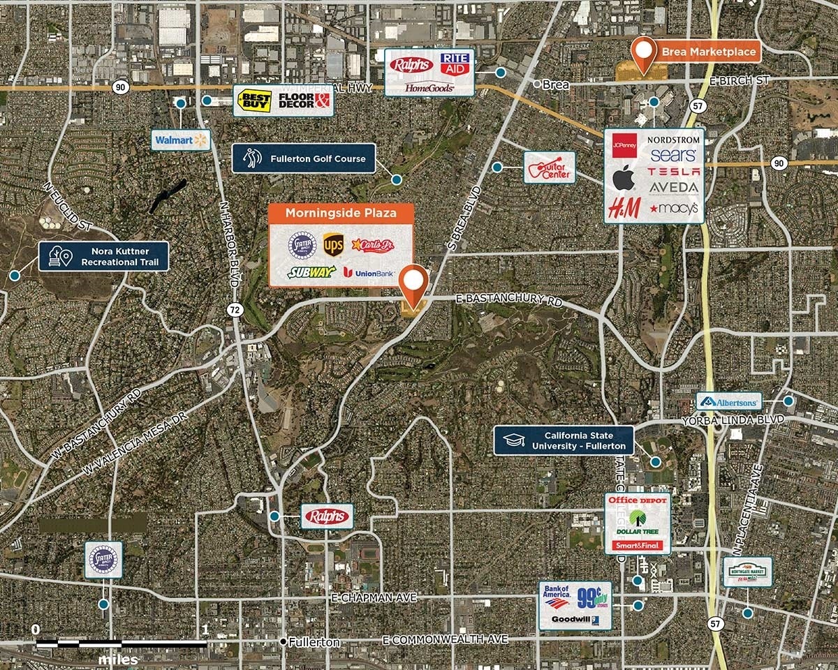Morningside Plaza Trade Area Map for Fullerton, CA 92835