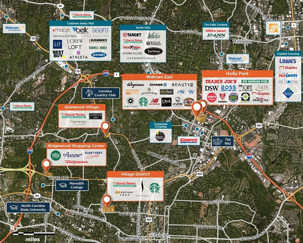 Midtown East Trade Area Map for Raleigh, NC 27609