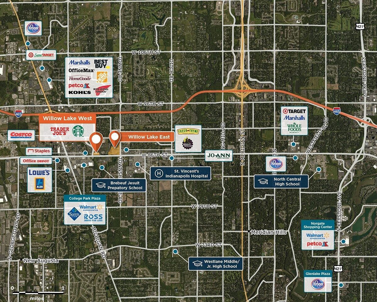 Willow Lake West Trade Area Map for Indianapolis, IN 46268
