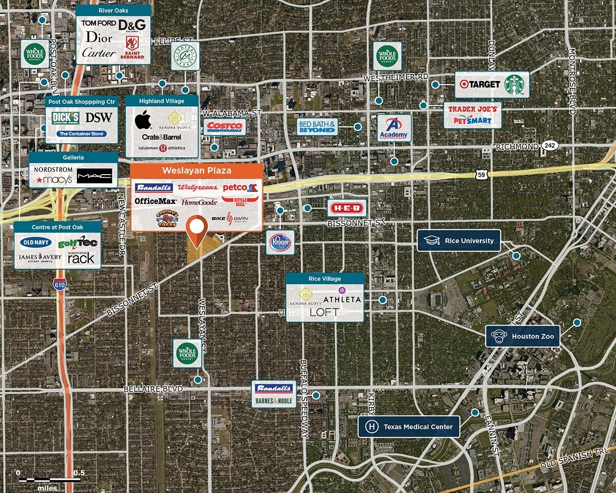 Weslayan Plaza Trade Area Map for Houston, TX 77005