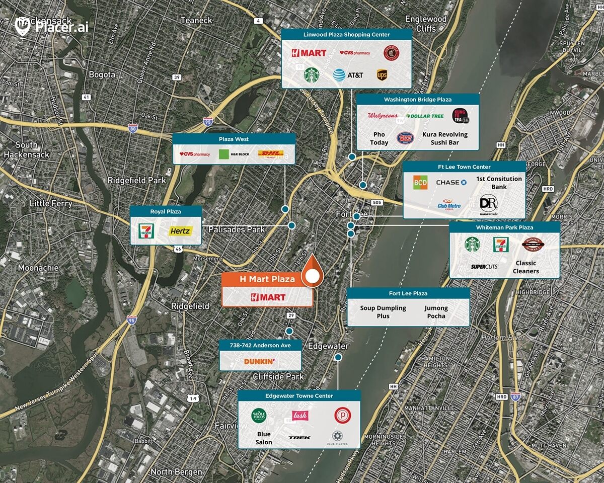 H Mart Plaza Trade Area Map for Fort Lee, NJ 07024