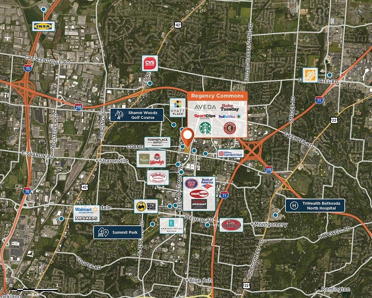 Regency Commons Trade Area Map for Blue Ash, OH 45241