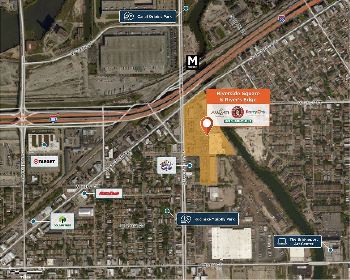 Riverside Square & River's Edge Trade Area Map for Chicago, IL 60608