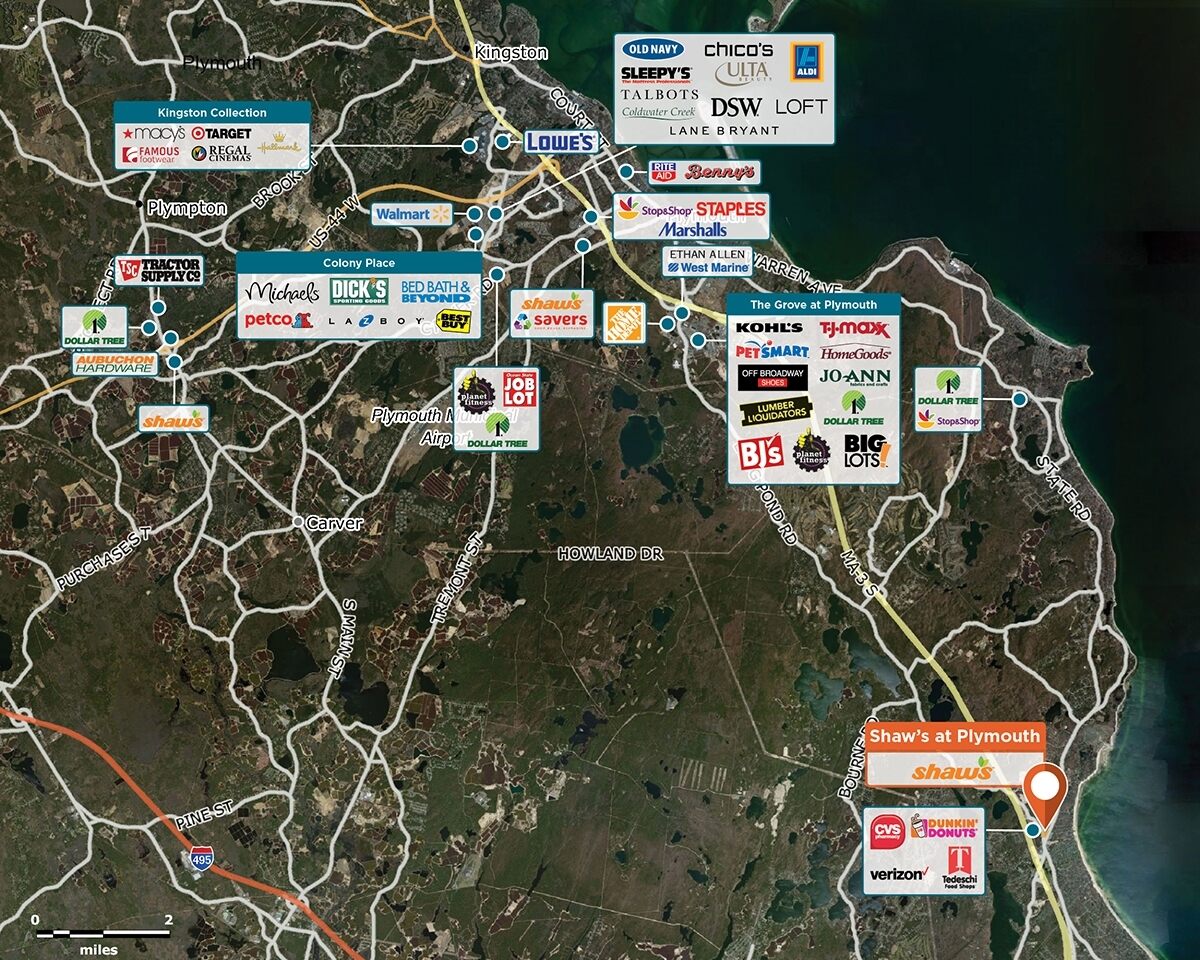 Shaw's at Plymouth Trade Area Map for Plymouth, MA 02360