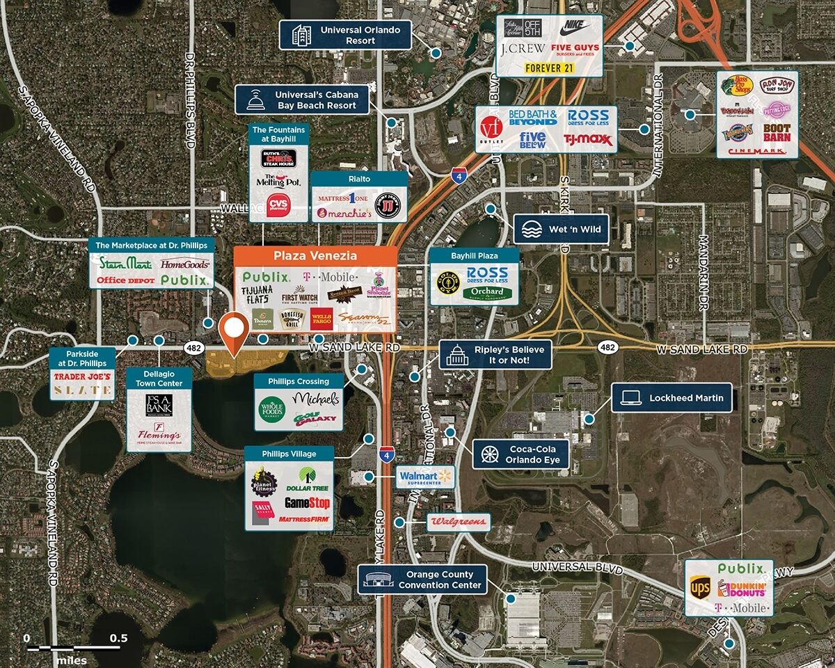 Plaza Venezia Trade Area Map for Orlando, FL  32819