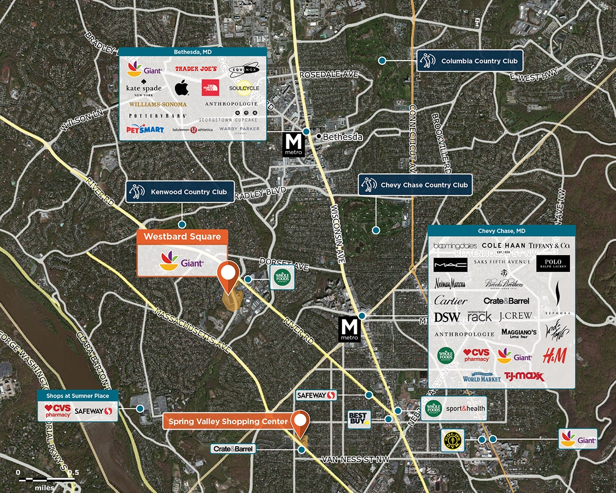Westbard Square Trade Area Map for Bethesda, MD 20816