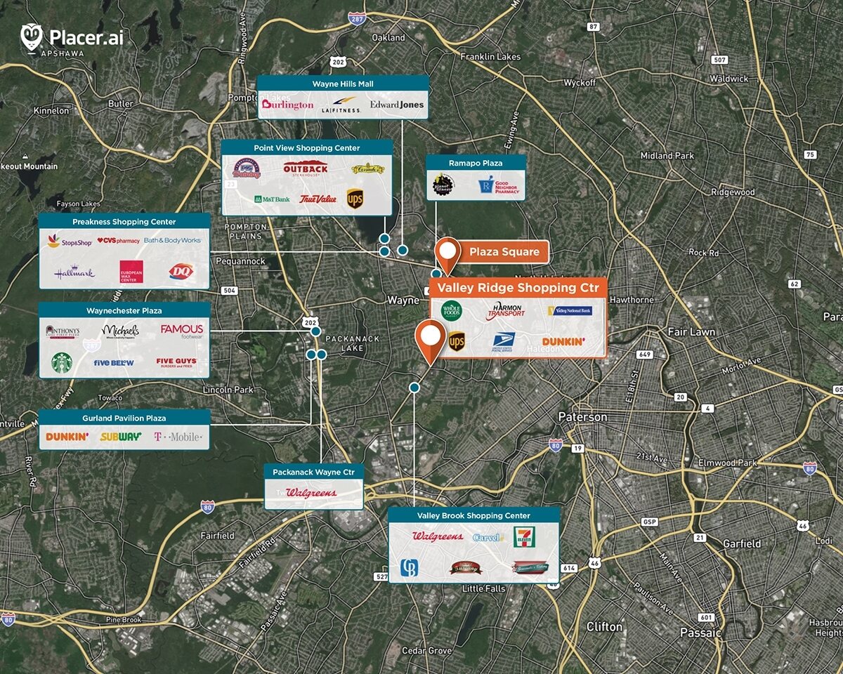 Valley Ridge Shopping Center Trade Area Map for Wayne, NJ 07470