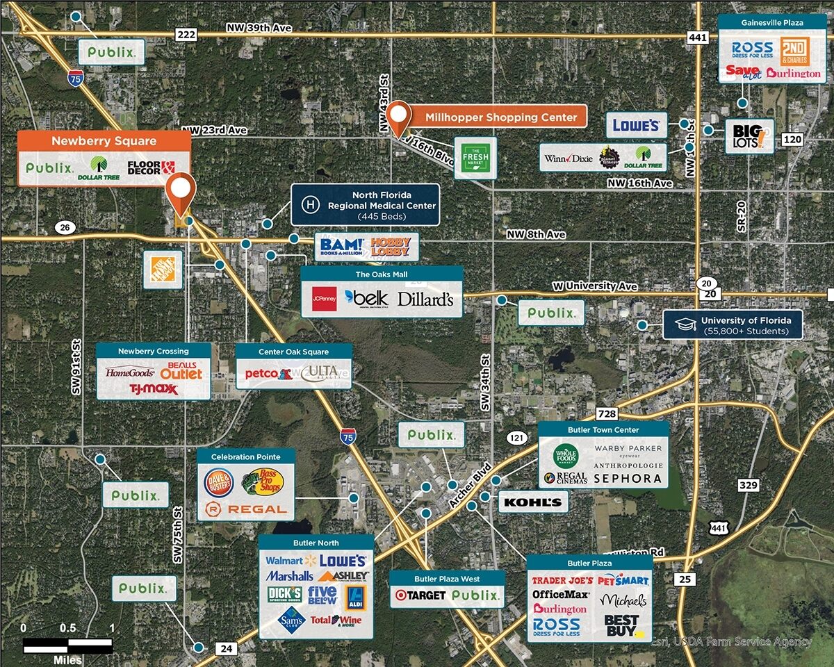 Newberry Square Trade Area Map for Gainesville, FL 32606