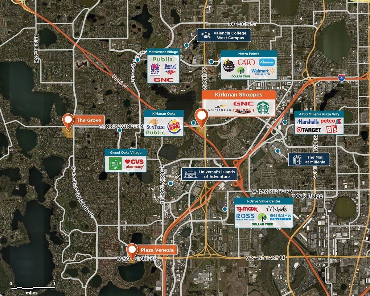 Kirkman Shoppes Trade Area Map for Orlando, FL 32811