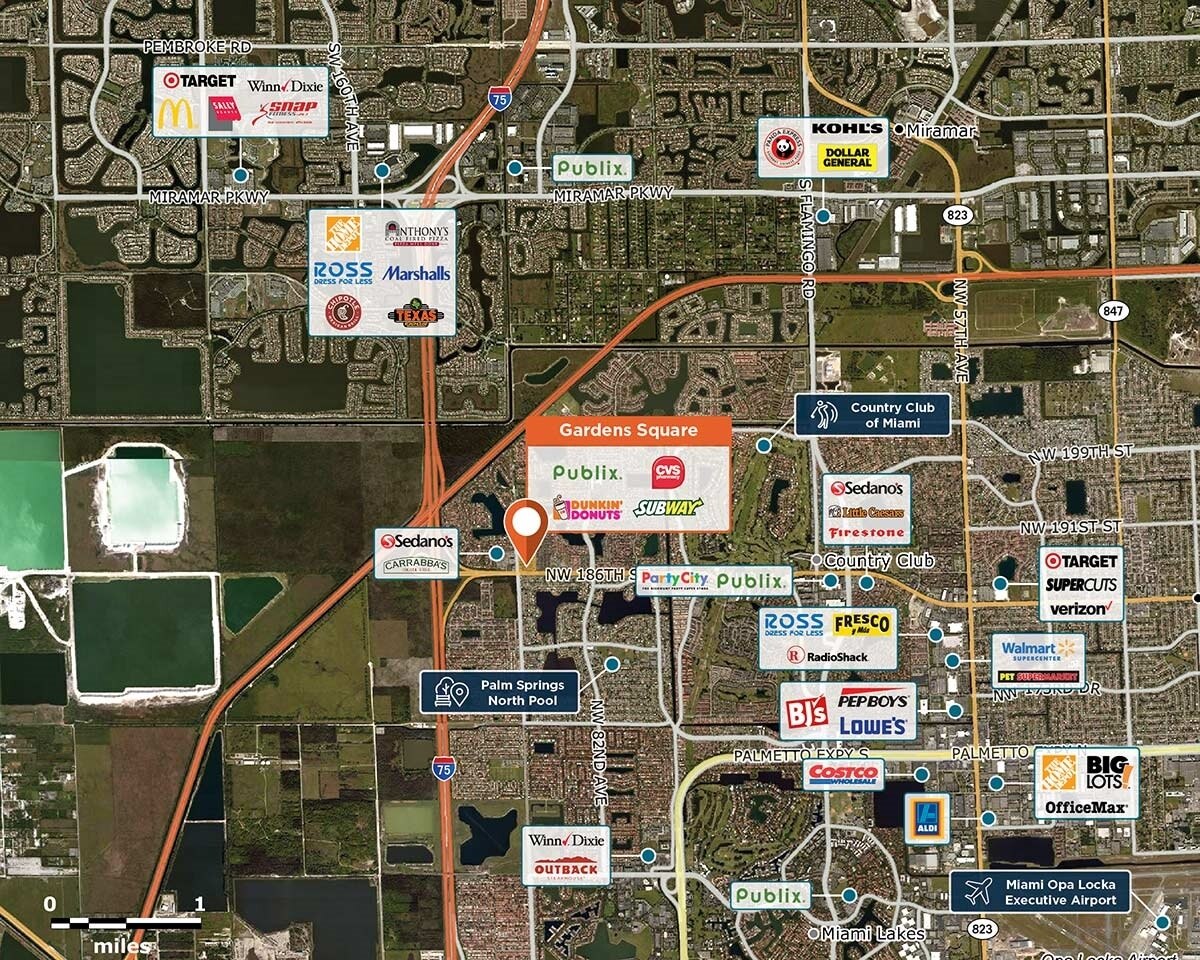 Gardens Square Trade Area Map for Hialeah, FL 33015