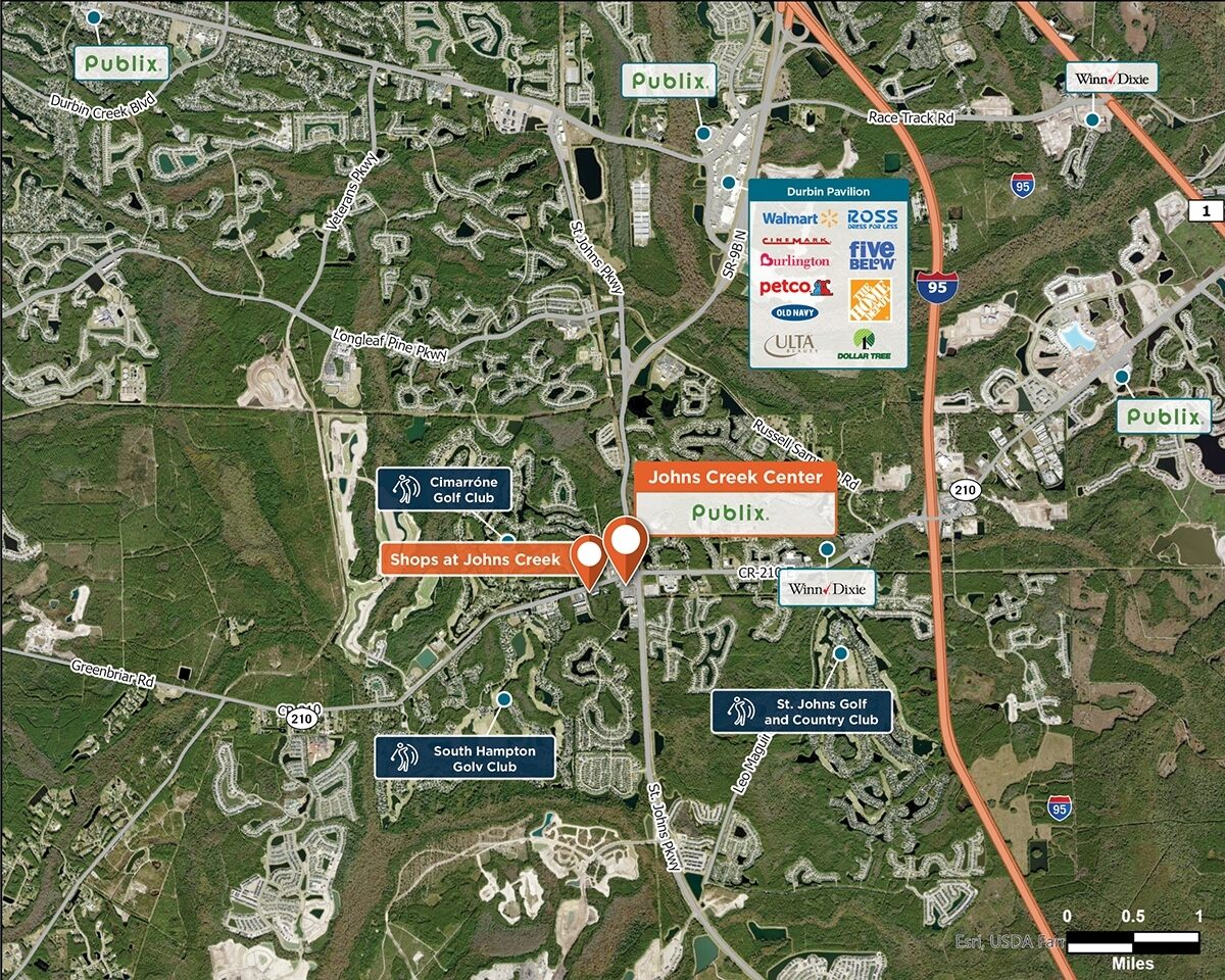 John's Creek Center Trade Area Map for Saint Augustine, FL 32092