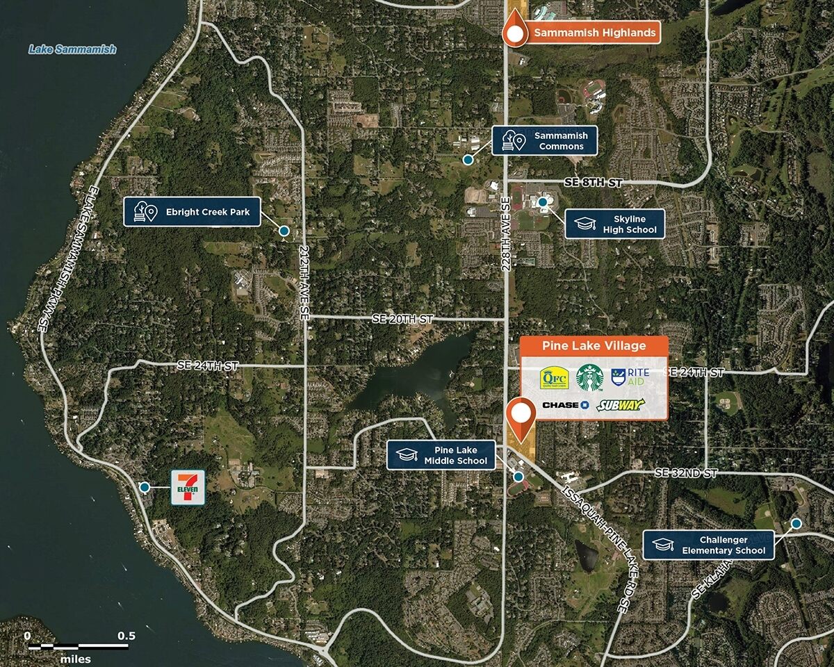Pine Lake Village Trade Area Map for Sammamish, WA 98075