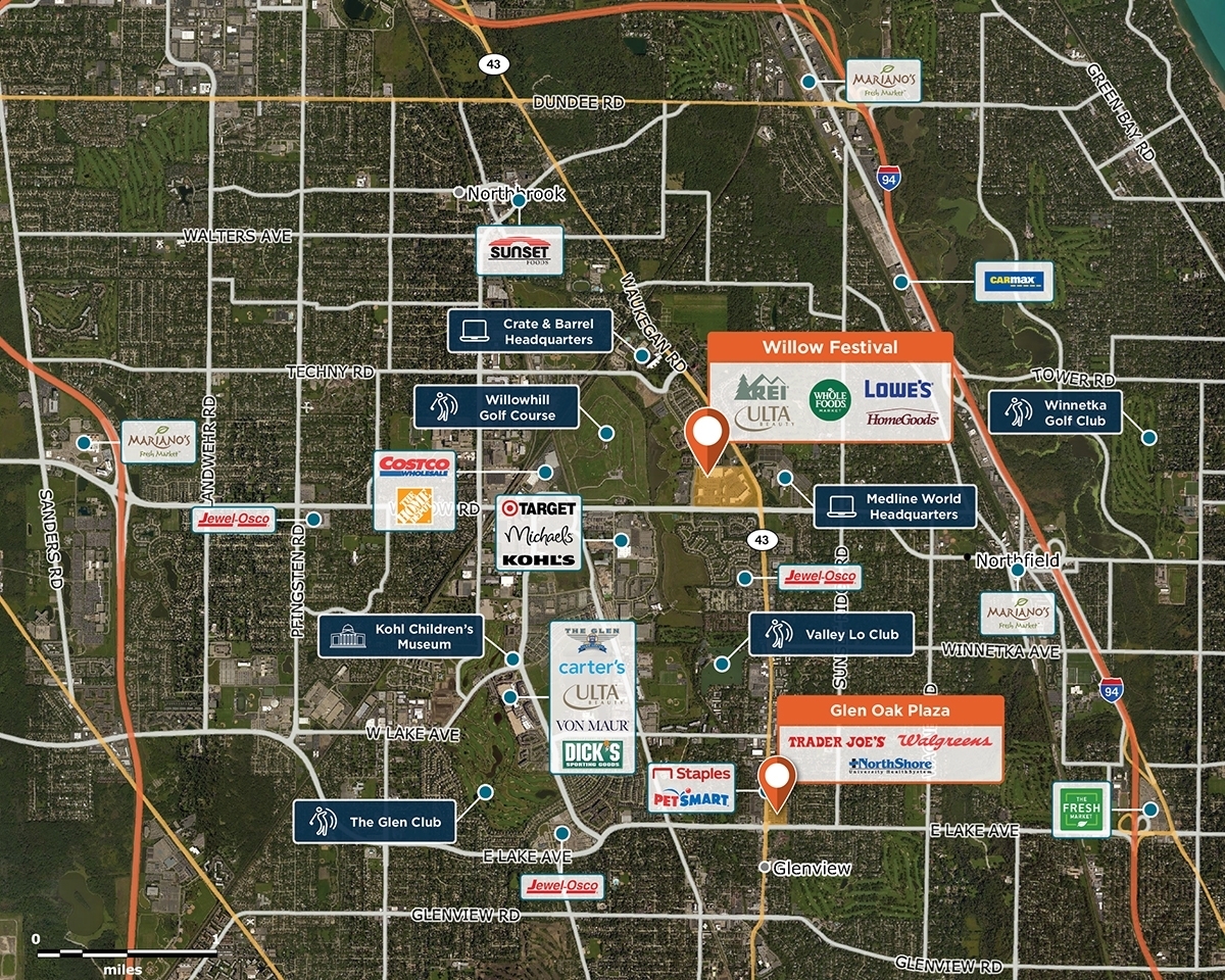 Willow Festival Trade Area Map for Northbrook, IL 60062