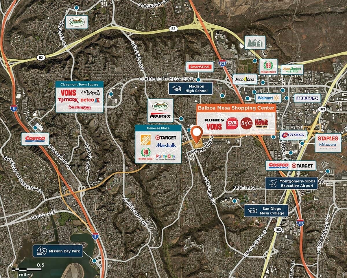Balboa Mesa Shopping Center Trade Area Map for San Diego, CA 92111