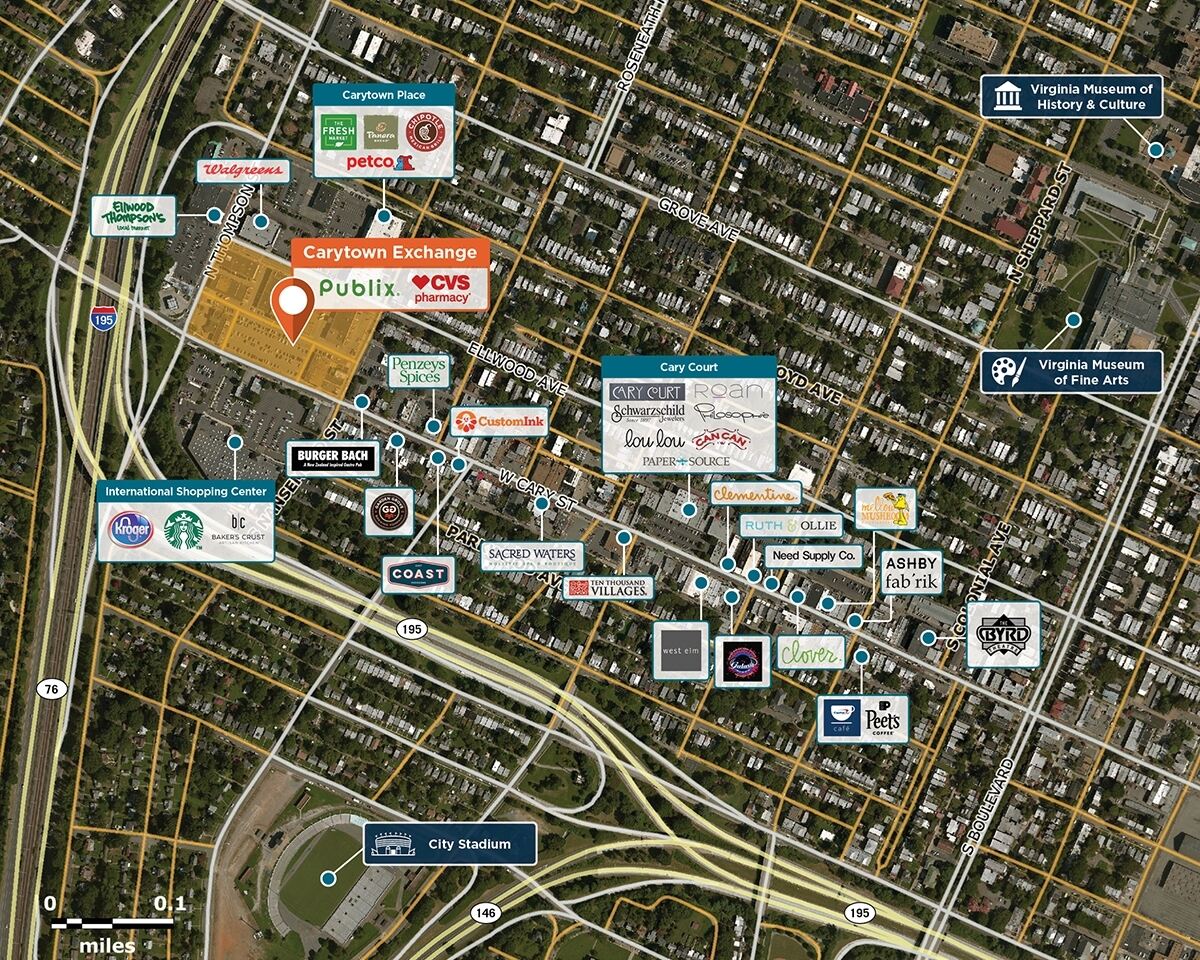 Carytown Exchange Trade Area Map for Richmond, VA 23221