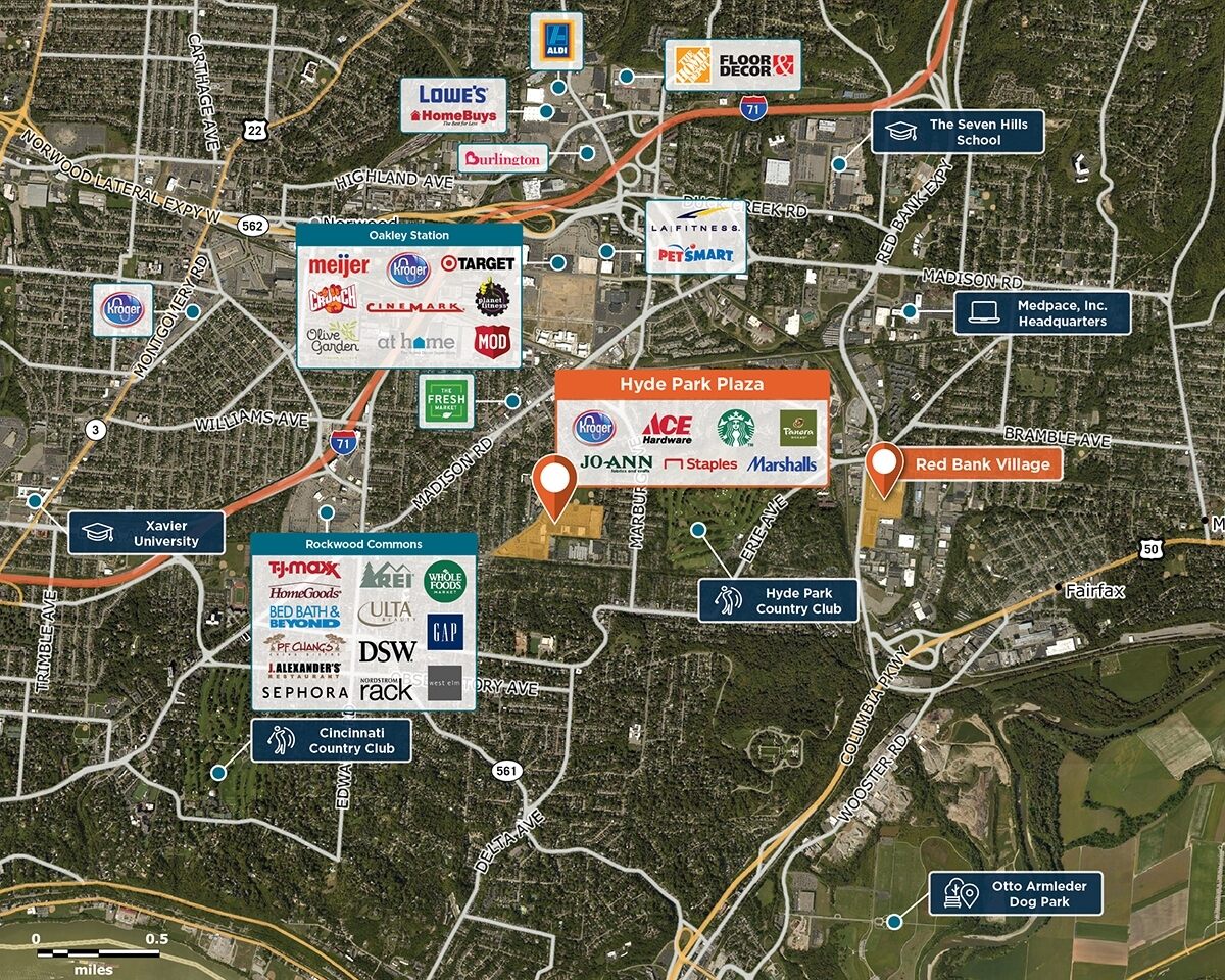 Hyde Park Plaza Trade Area Map for Cincinnati, OH 45209